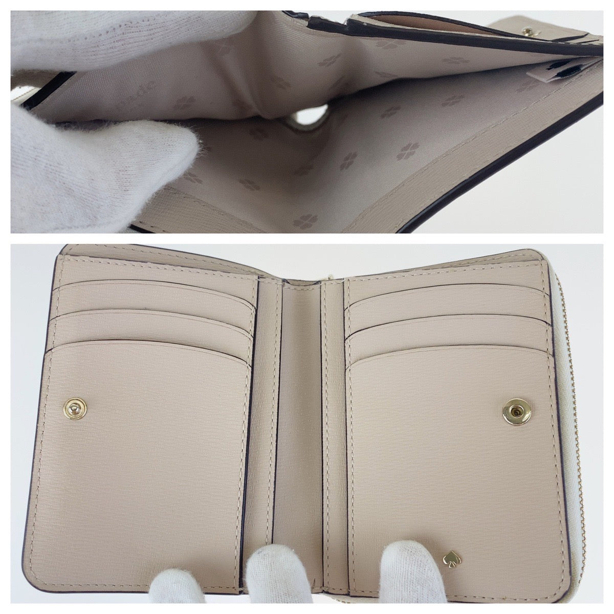 H-00247
Kate Spade ケイトスペード ホワイト　ベージュ PVC 二つ折り財布  レディース