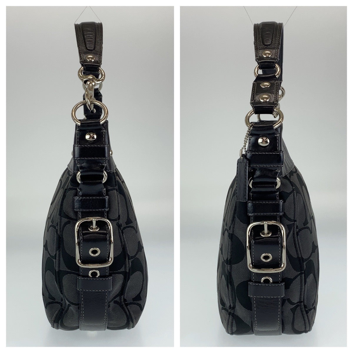 12738
COACH コーチ シグネチャー ゾーイ ブラック キャンバス / レザー 12674 ホーボー 2way ショルダーバッグ ハンドバッグ  レディース