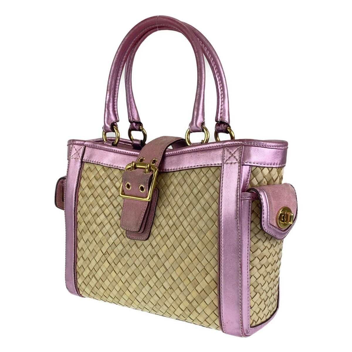 COACH コーチ ボクシー ストロー トート かごバッグ ピンク ベージュ ストロー / レザー L04K-4419 トートバッグ ハンドバッグ かごバッグ  レディース