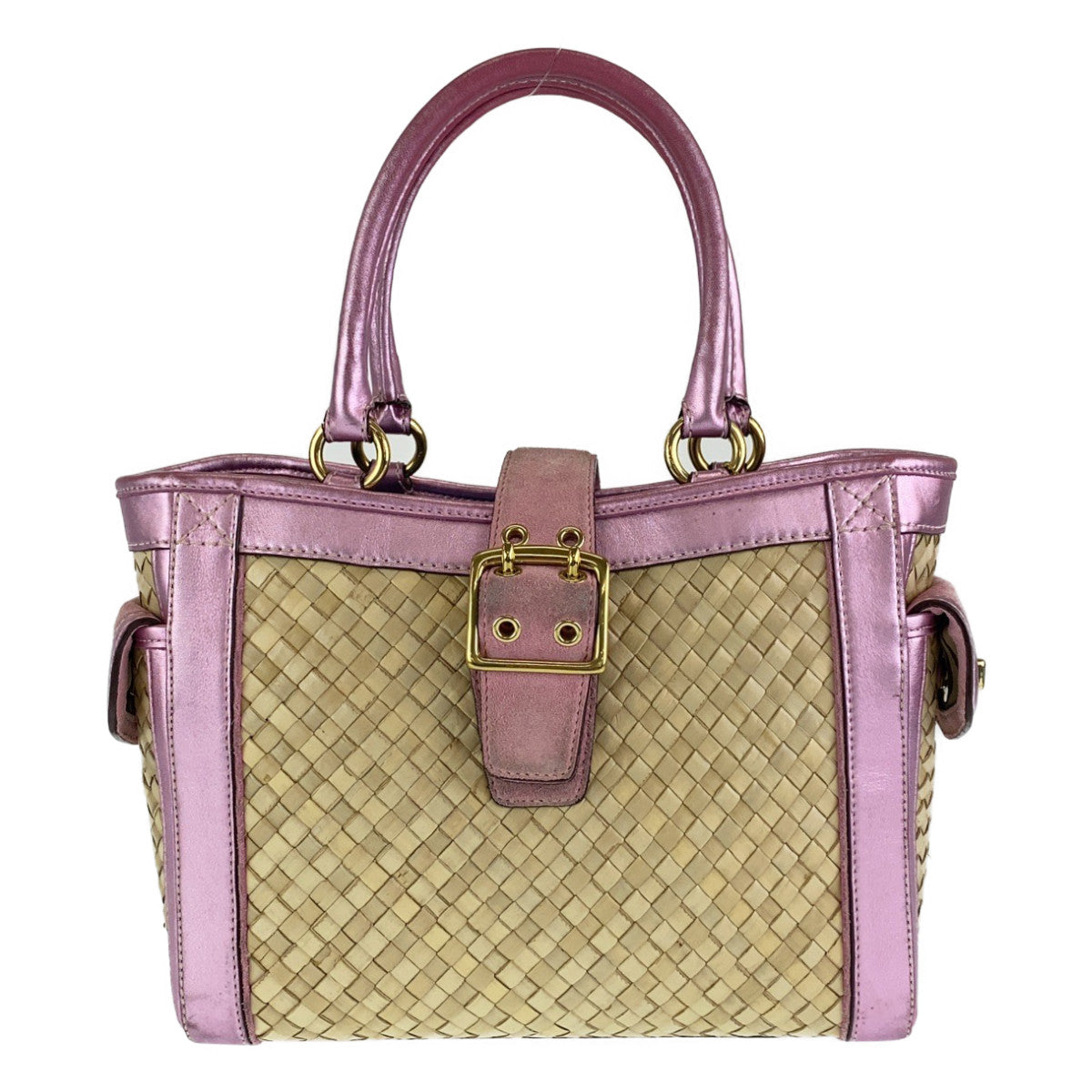 COACH コーチ ボクシー ストロー トート かごバッグ ピンク ベージュ ストロー / レザー L04K-4419 トートバッグ ハンドバッグ かごバッグ  レディース