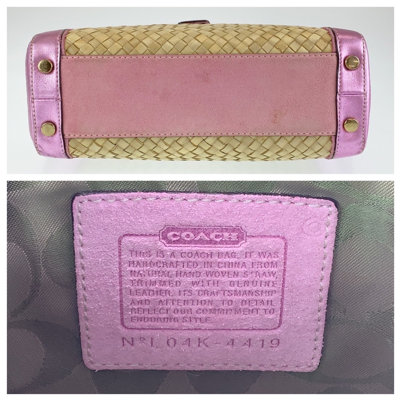COACH コーチ ボクシー ストロー トート かごバッグ ピンク ベージュ ストロー / レザー L04K-4419 トートバッグ ハンドバッグ かごバッグ  レディース