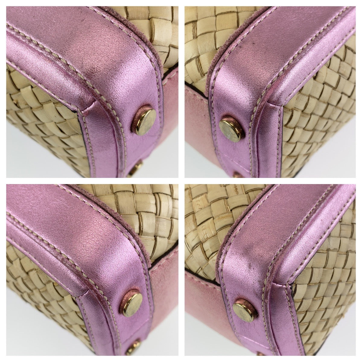 COACH コーチ ボクシー ストロー トート かごバッグ ピンク ベージュ ストロー / レザー L04K-4419 トートバッグ ハンドバッグ かごバッグ  レディース