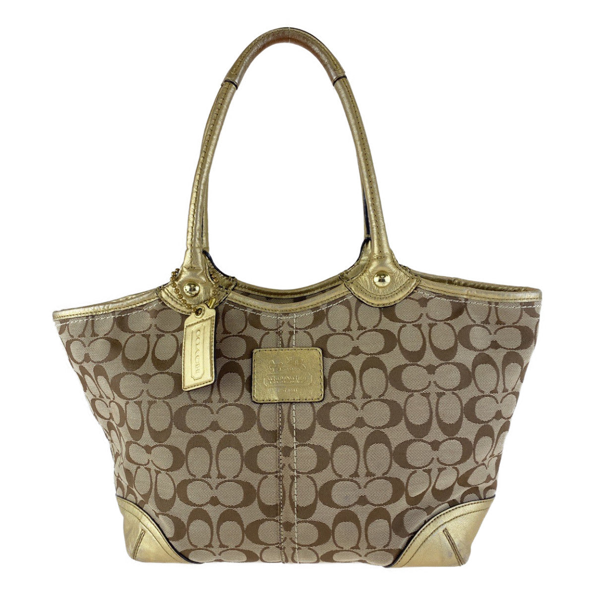 COACH コーチ シグネチャー ブリーカー ゴールド キャンバス トートバッグ 肩掛け  レディース