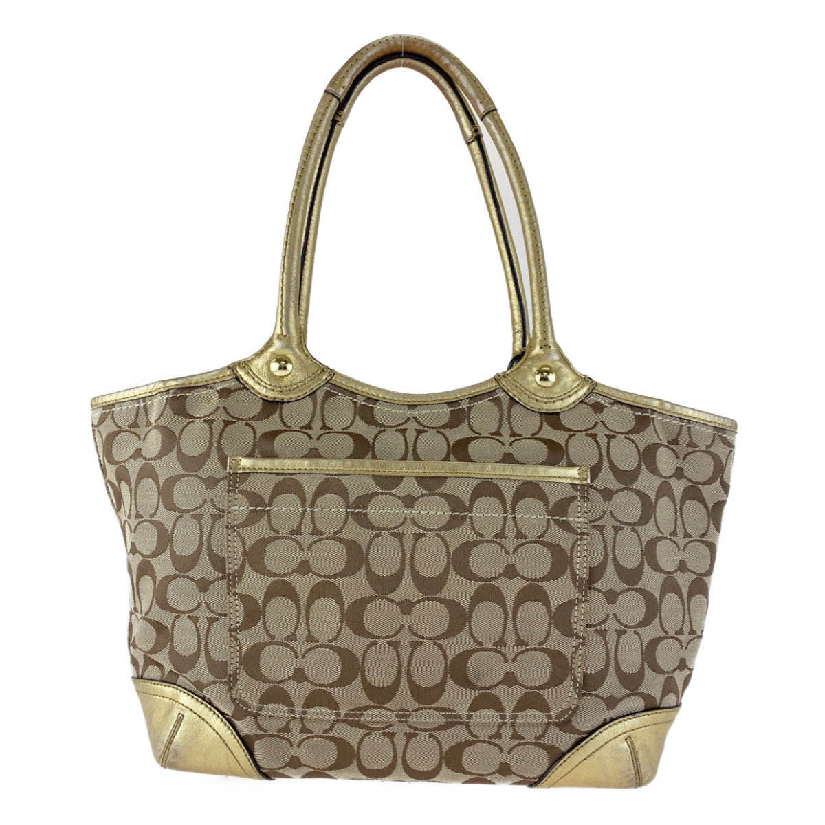 COACH コーチ シグネチャー ブリーカー ゴールド キャンバス トートバッグ 肩掛け  レディース