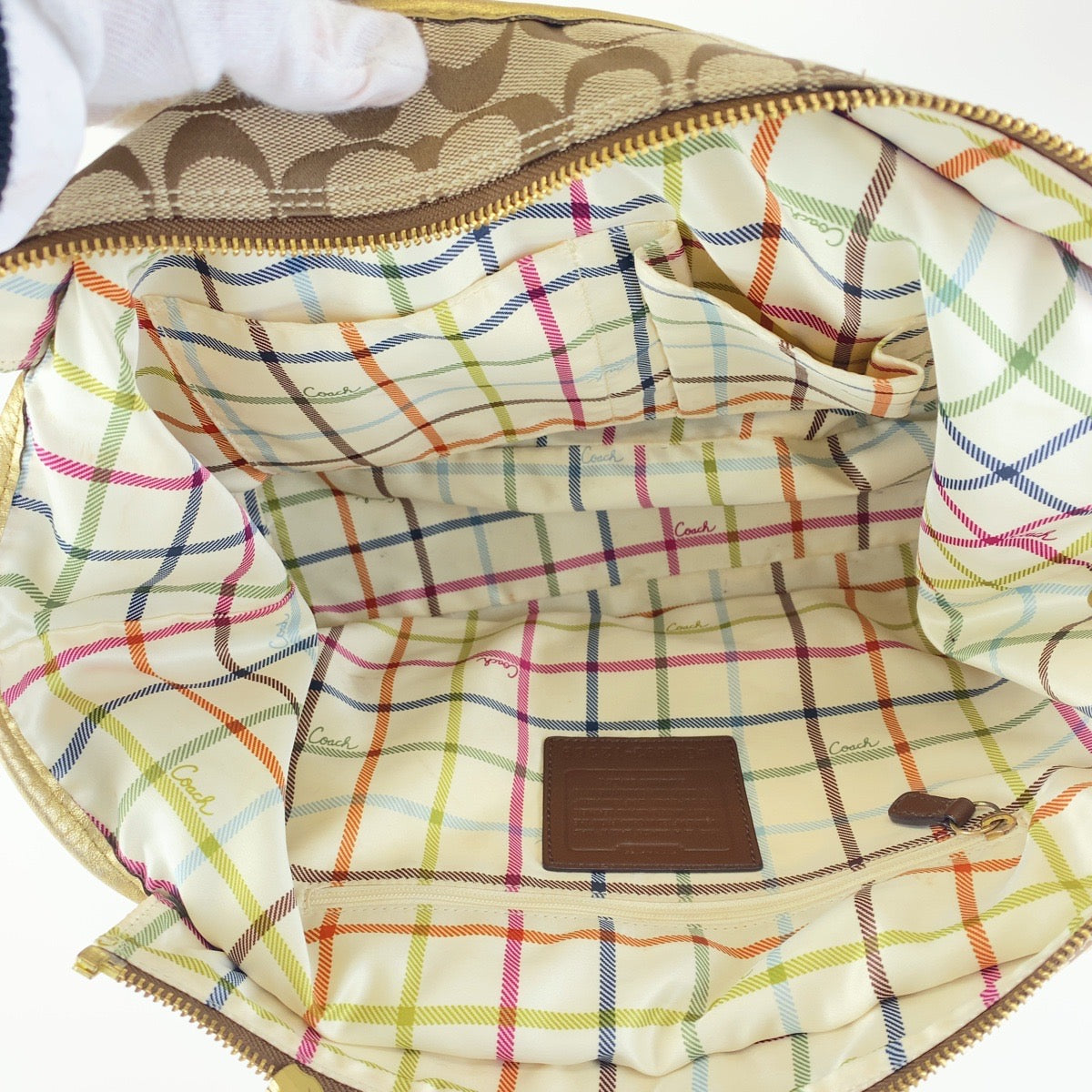 COACH コーチ シグネチャー ブリーカー ゴールド キャンバス トートバッグ 肩掛け  レディース