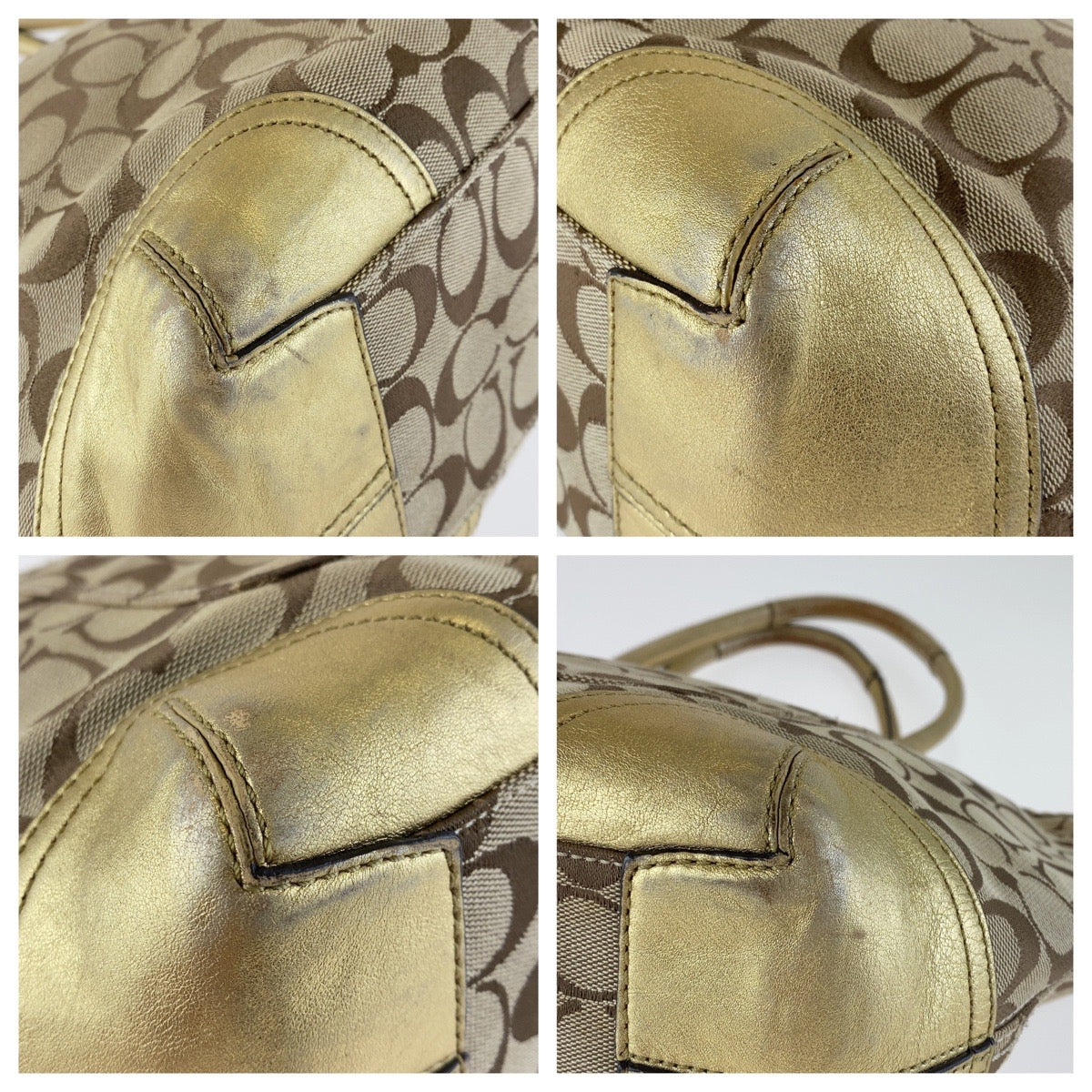 COACH コーチ シグネチャー ブリーカー ゴールド キャンバス トートバッグ 肩掛け  レディース