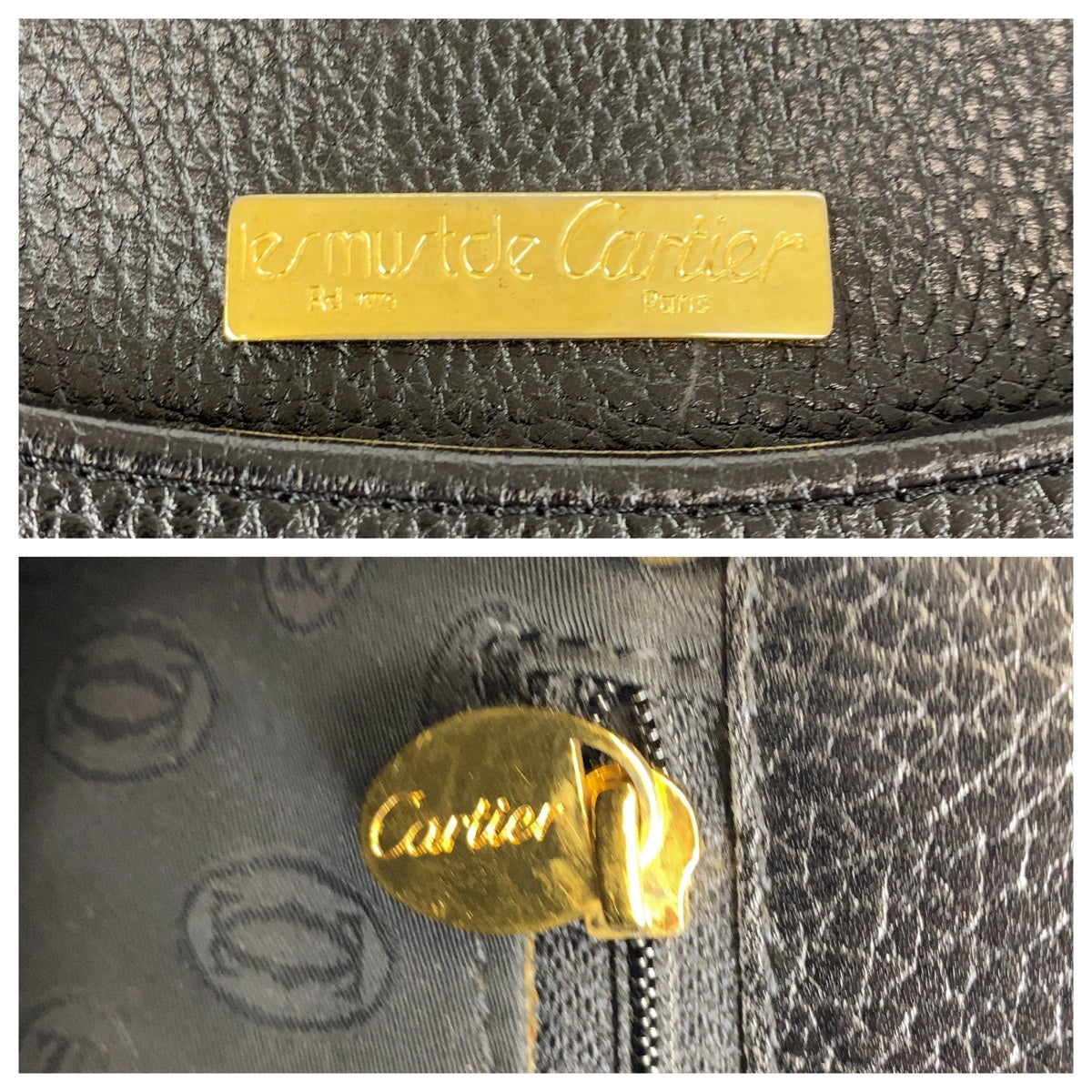 CARTIER カルティエ マストライン ブラック 黒 ゴールド金具 レザー 斜め掛け ショルダーバッグ  レディース