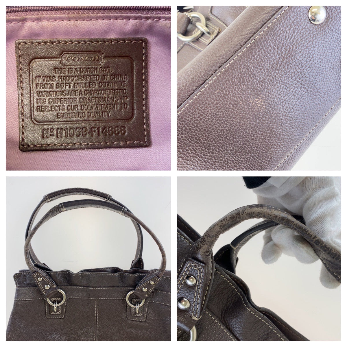 COACH コーチ ペネロピ ショッパー ブラウン レザー F14686 トートバッグ ハンドバッグ  レディース