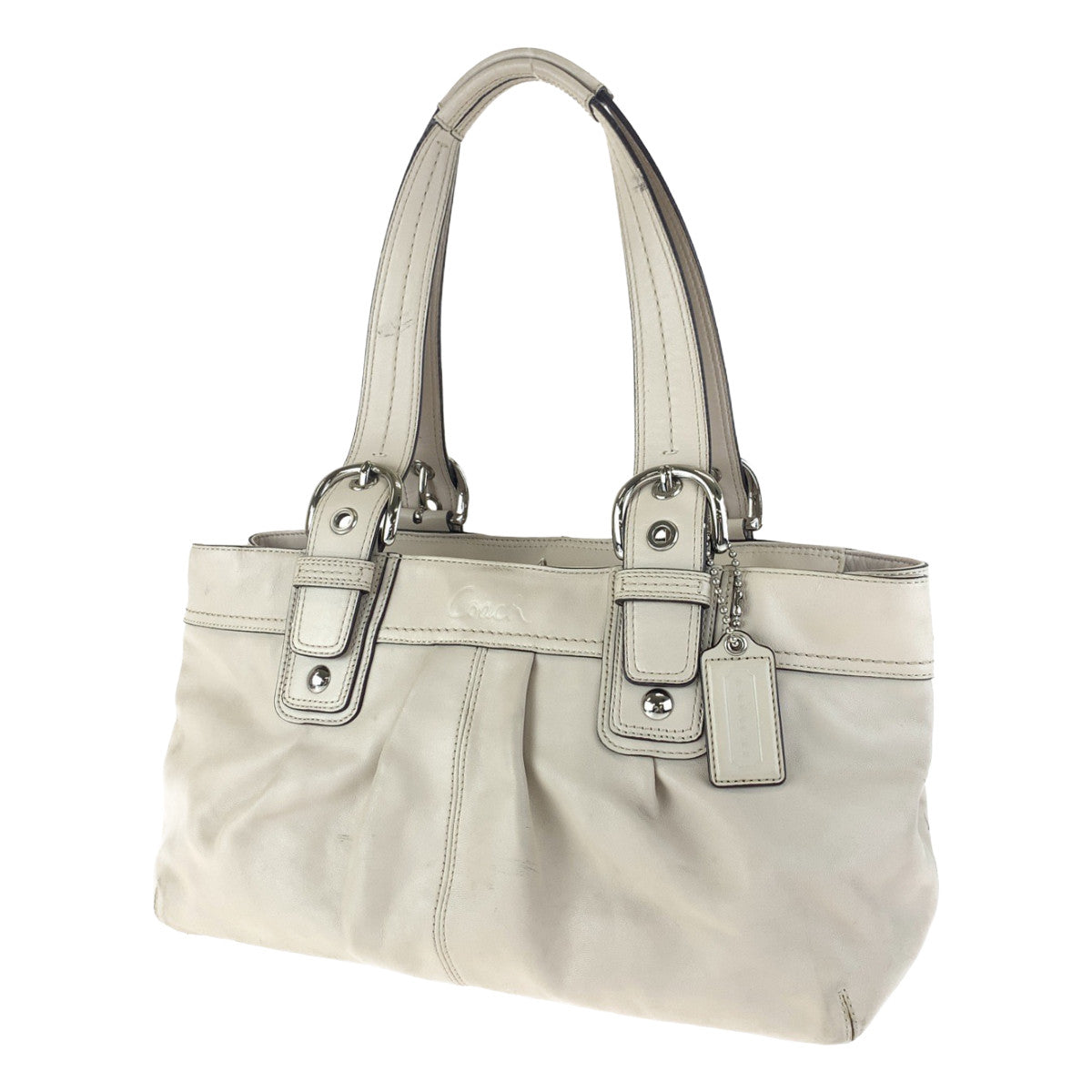 COACH コーチ ベージュ レザー トートバッグ ショルダーバッグ  レディース