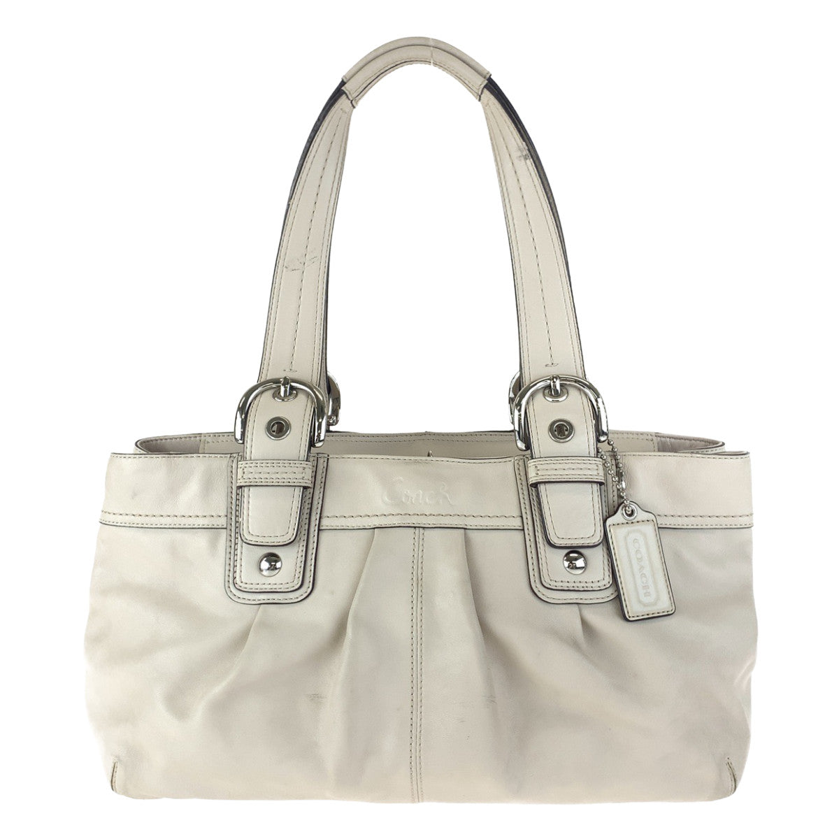 COACH コーチ ベージュ レザー トートバッグ ショルダーバッグ  レディース