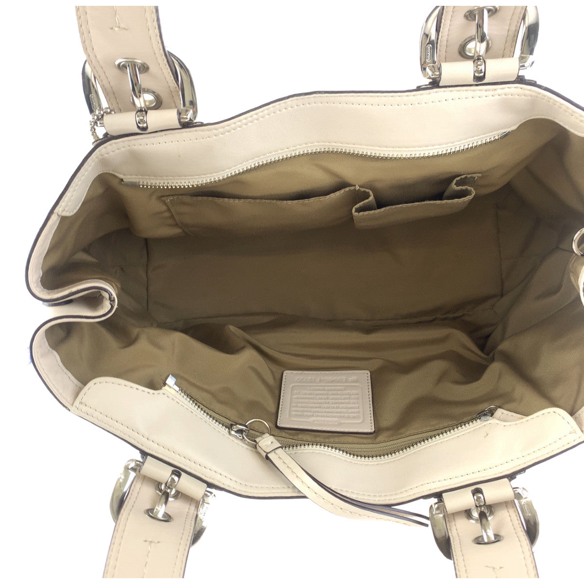 COACH コーチ ベージュ レザー トートバッグ ショルダーバッグ  レディース