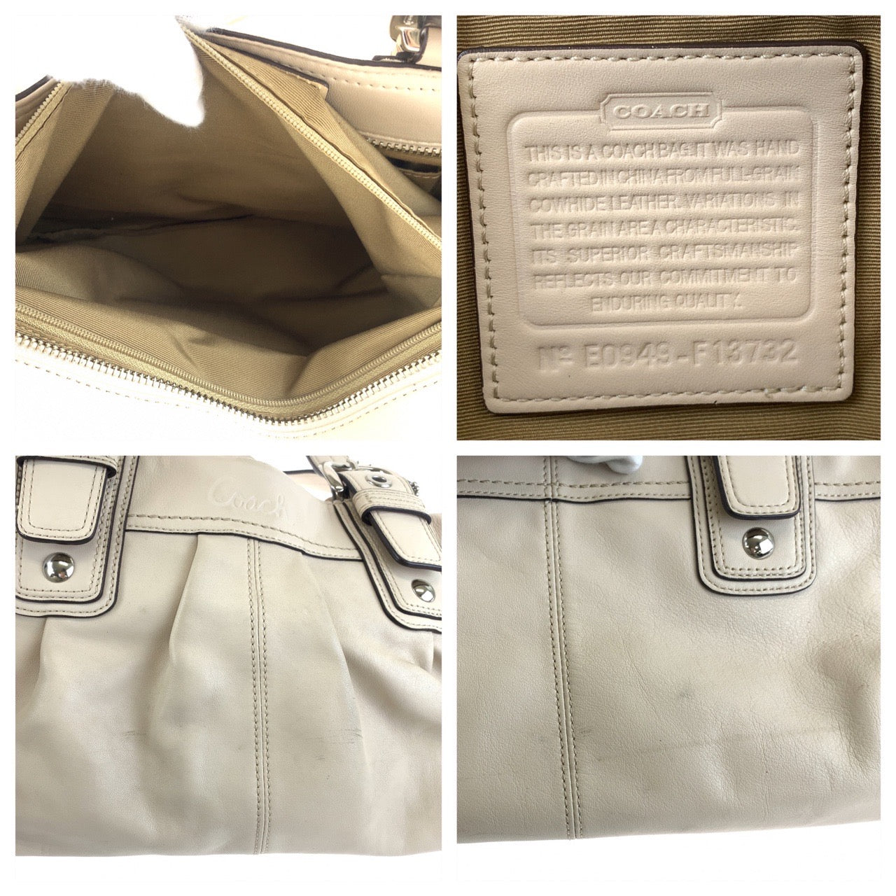 COACH コーチ ベージュ レザー トートバッグ ショルダーバッグ  レディース