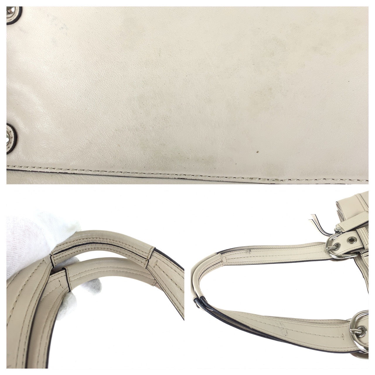 COACH コーチ ベージュ レザー トートバッグ ショルダーバッグ  レディース