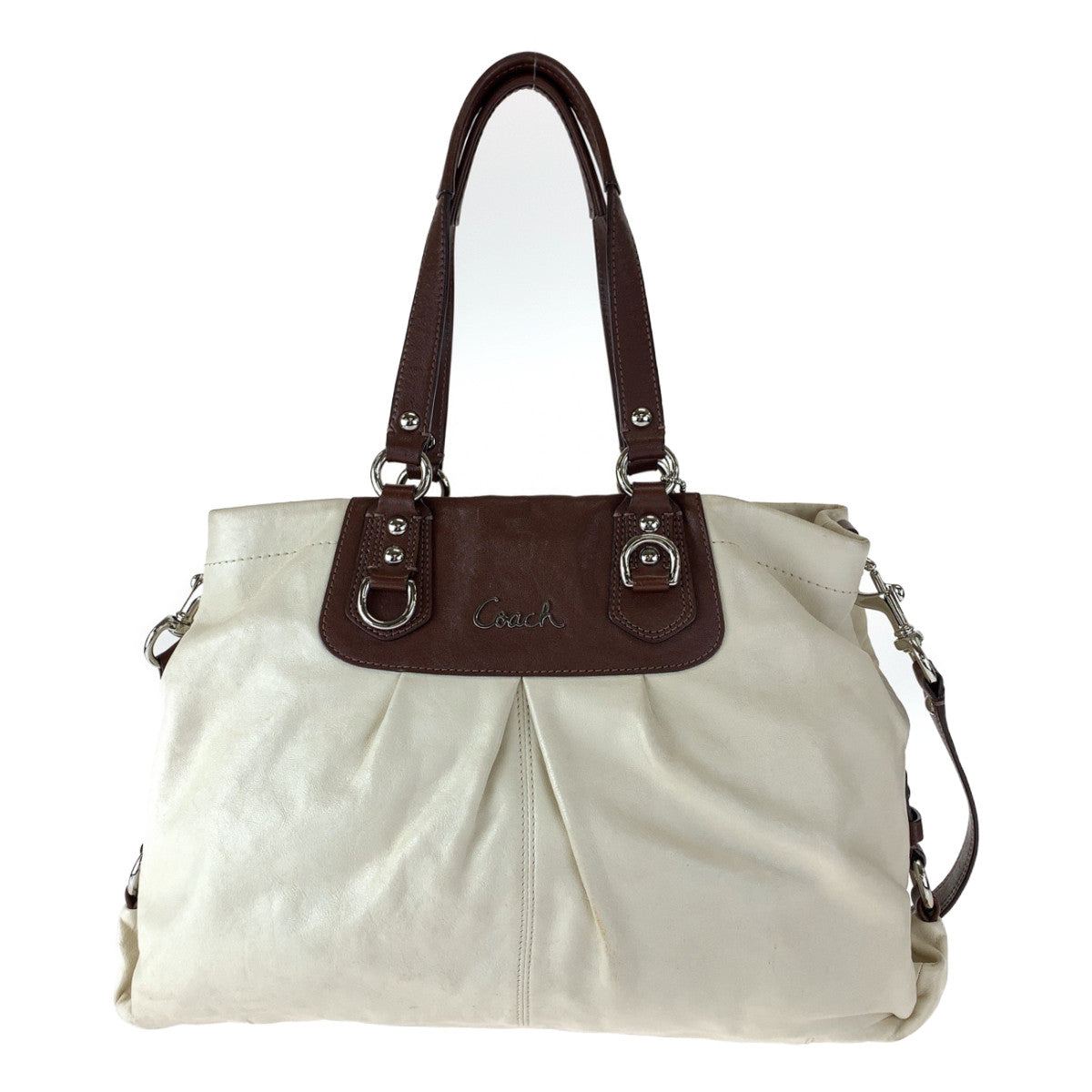 12733
COACH コーチ アシュレイ ベージュ ブラウン レザー F15513 トートバッグ ショルダーバッグ 2WAY  レディース AB5