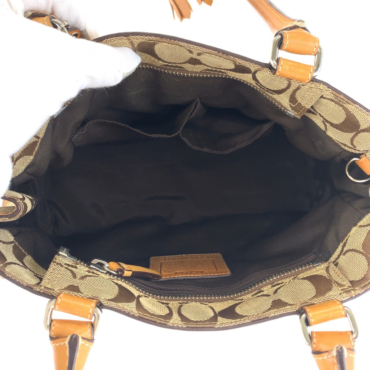 12737
COACH コーチ シグネチャー ブラウン キャンバス / レザー 8K06 トートバッグ ショルダーバッグ  レディース
