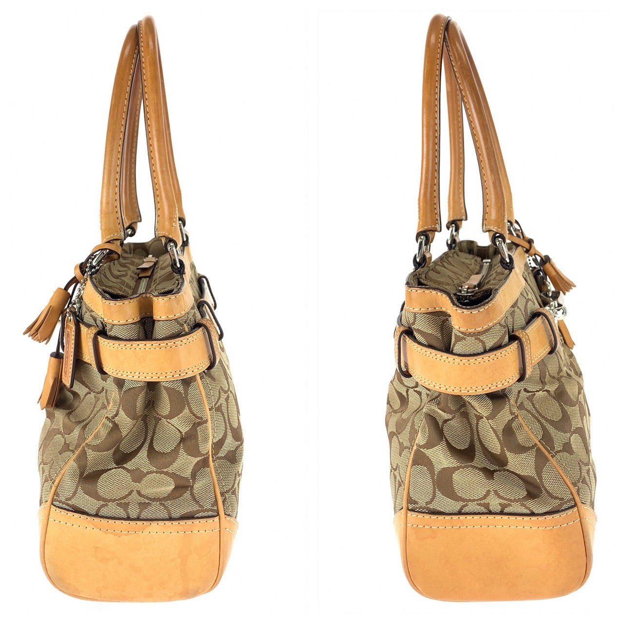 12737
COACH コーチ シグネチャー ブラウン キャンバス / レザー 8K06 トートバッグ ショルダーバッグ  レディース