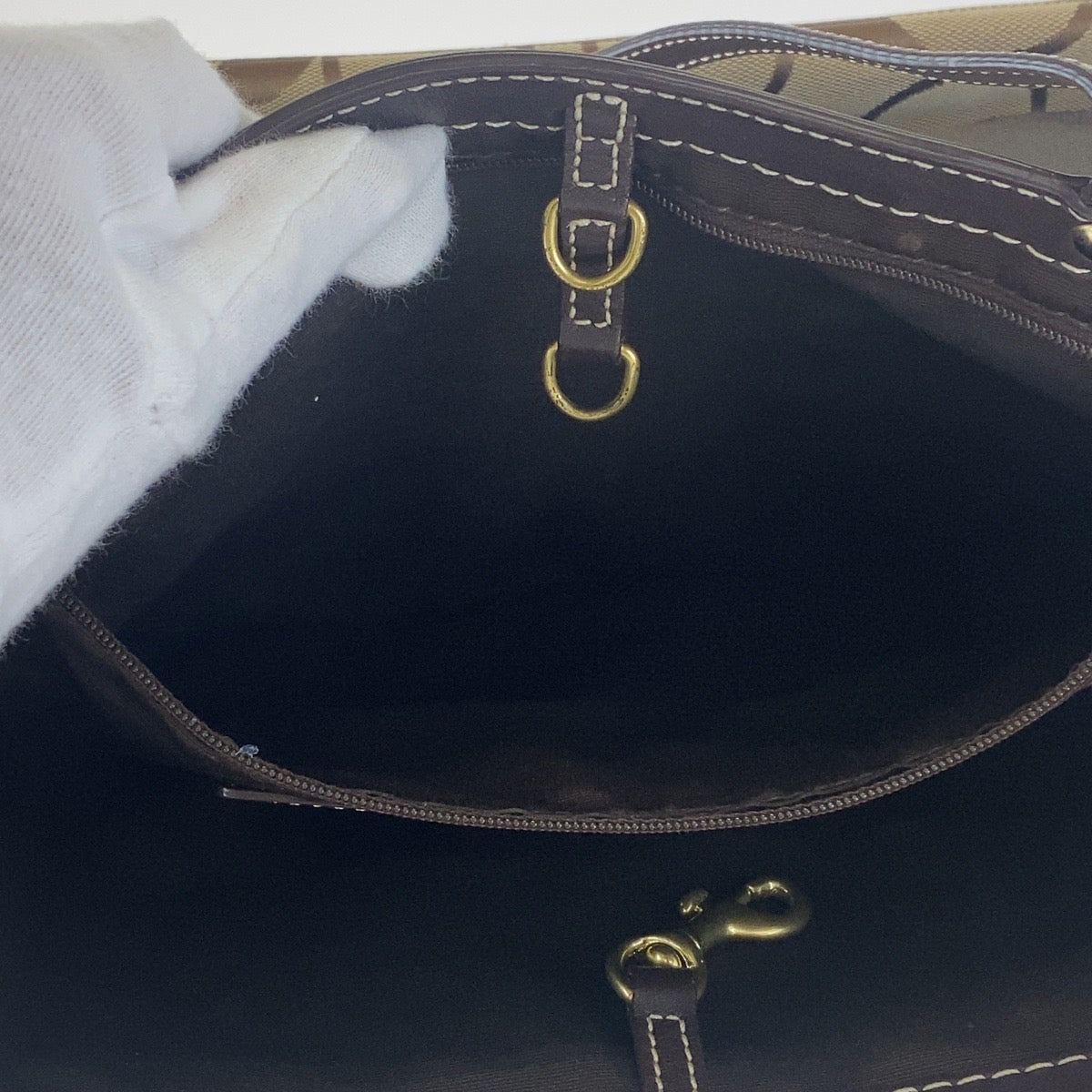 COACH コーチ シグネチャー ベージュ ブラウン レザー 肩がけショルダーバッグ トートバッグ  レディース