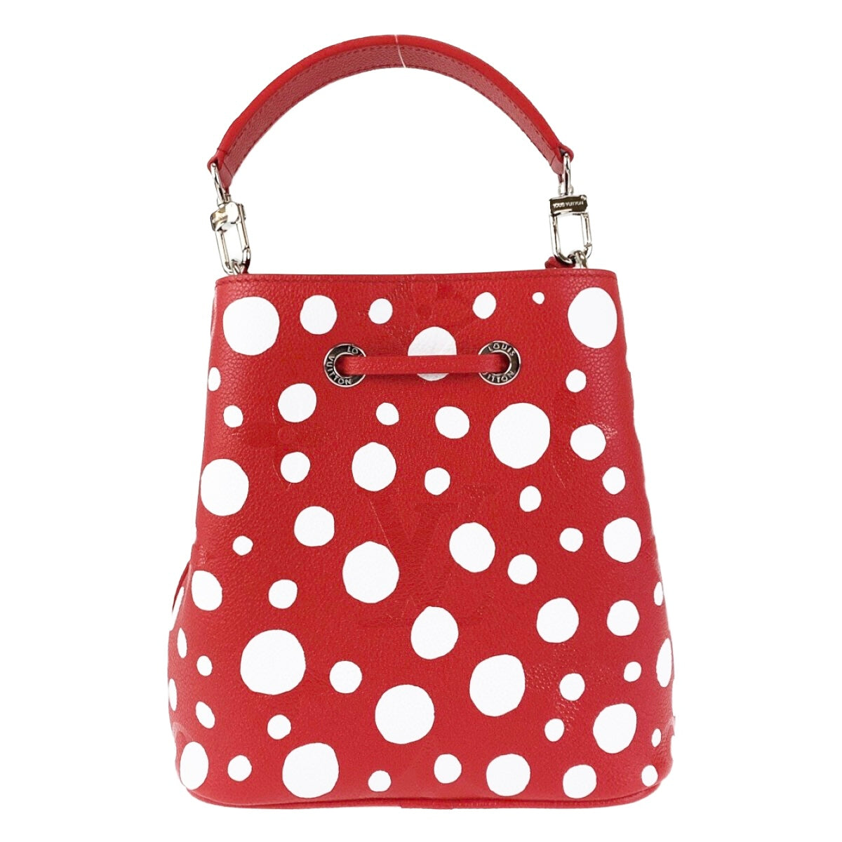 13629
 LOUIS VUITTON Louis Vuitton LV x YK NeoNoe BB Yayoi Kusama Japan Limited Edition Red Silver Hardware Leather M46413 2way Shoulder Bag Handbag Women's