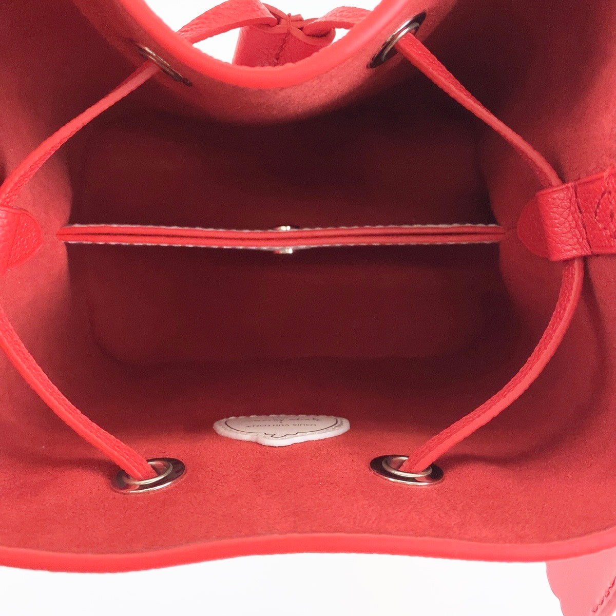 13629
 LOUIS VUITTON Louis Vuitton LV x YK NeoNoe BB Yayoi Kusama Japan Limited Edition Red Silver Hardware Leather M46413 2way Shoulder Bag Handbag Women's