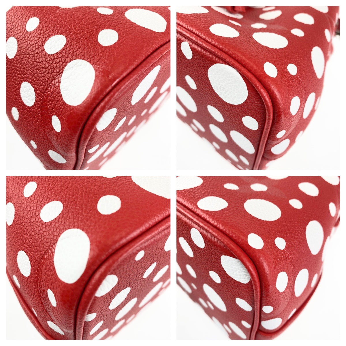 13629
 LOUIS VUITTON Louis Vuitton LV x YK NeoNoe BB Yayoi Kusama Japan Limited Edition Red Silver Hardware Leather M46413 2way Shoulder Bag Handbag Women's