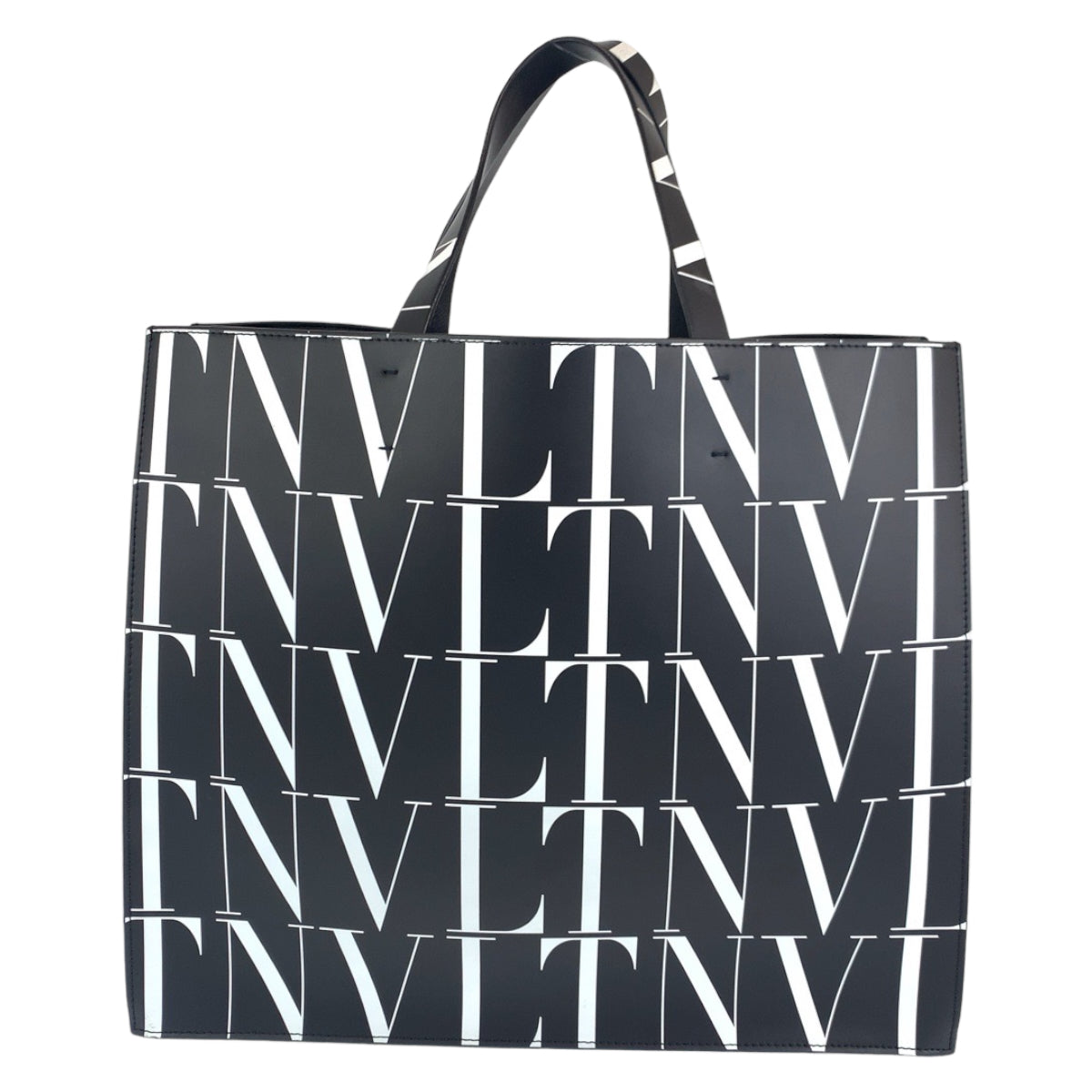 10344
 VALENTINO VLTN Unisex Black White Calfskin WY2B0963 Tote Bag Handbag A4 Size Women's