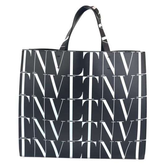 10344
 VALENTINO VLTN Unisex Black White Calfskin WY2B0963 Tote Bag Handbag A4 Size Women's