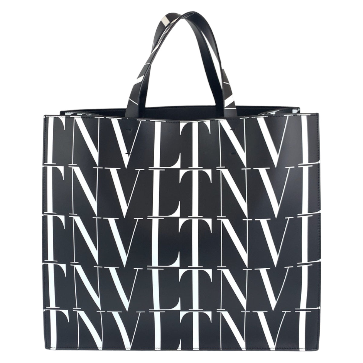 10344
 VALENTINO VLTN Unisex Black White Calfskin WY2B0963 Tote Bag Handbag A4 Size Women's