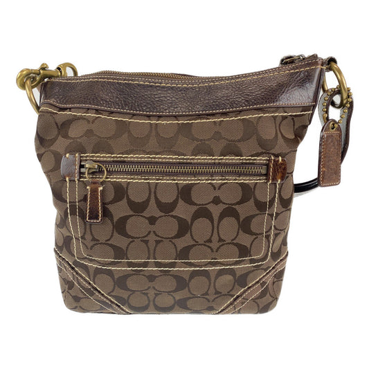 COACH コーチ シグネチャー ブラウン レザー ショルダーバッグ 肩掛け  レディース