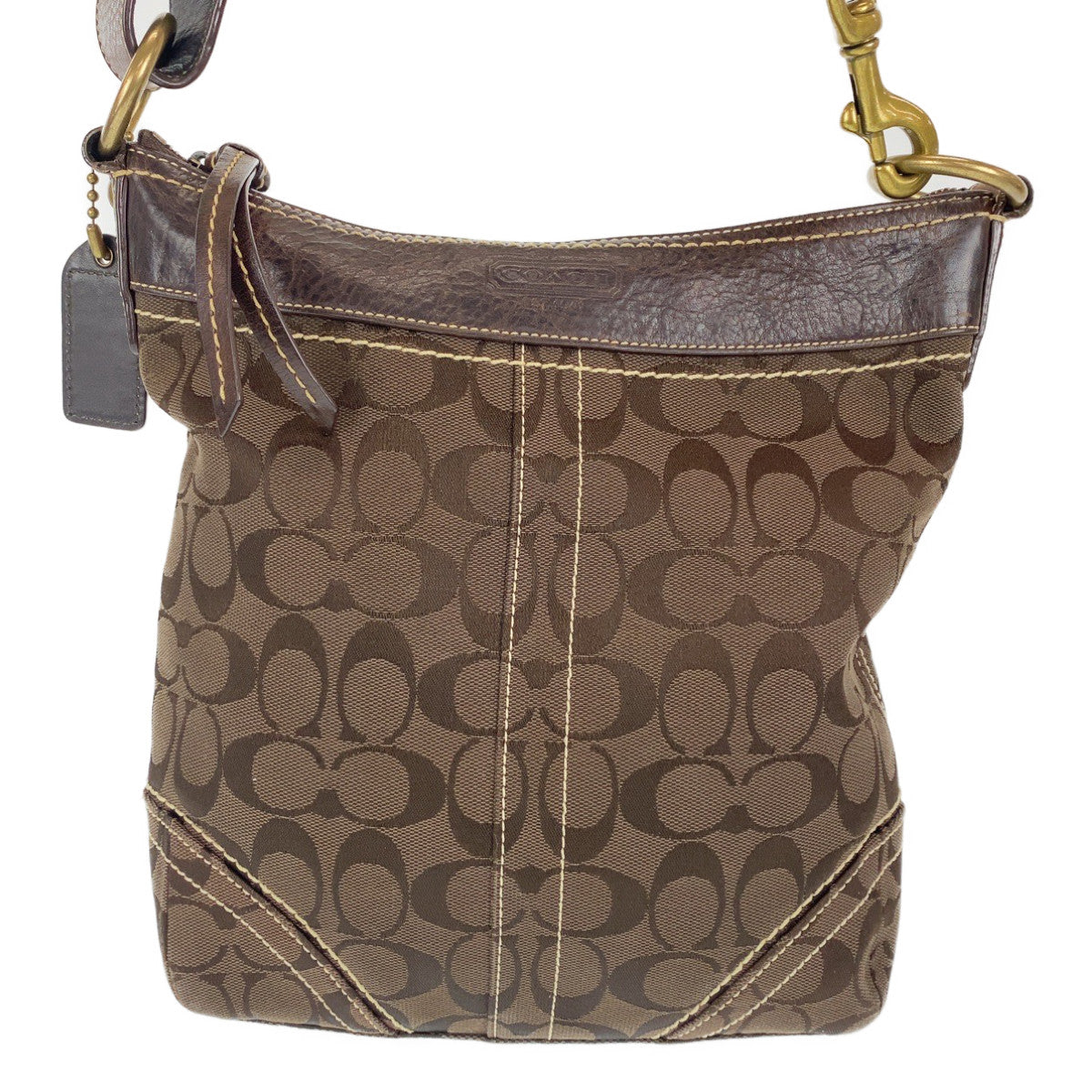 COACH コーチ シグネチャー ブラウン レザー ショルダーバッグ 肩掛け  レディース