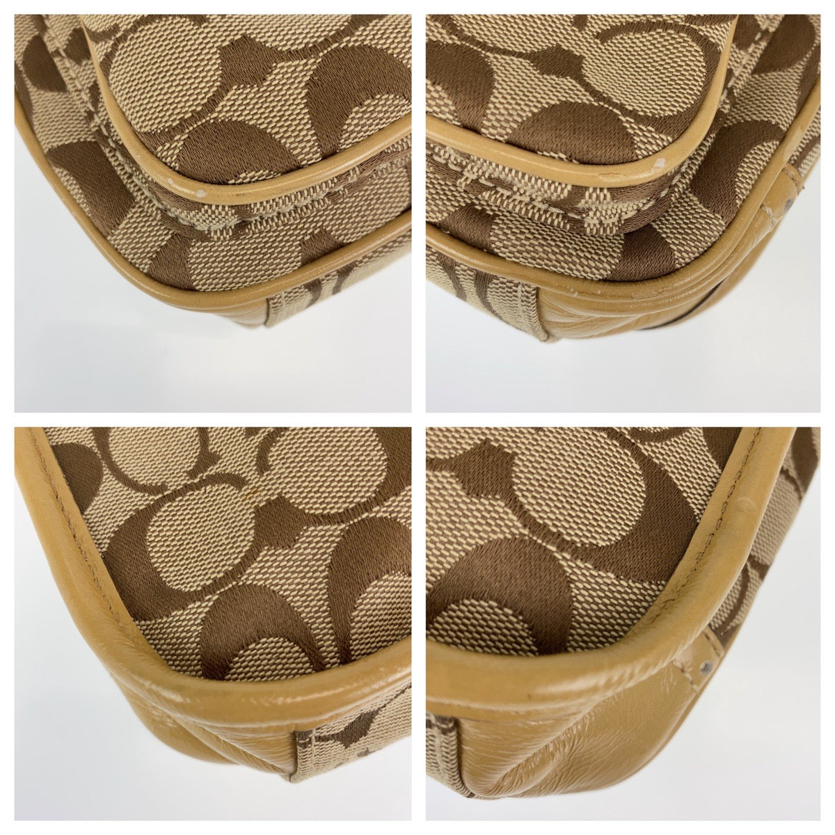 12732
COACH コーチ シグネチャー べージュ ゴールド キャンバス ショルダーバッグ 斜め掛け ポシェット  レディース ABP5