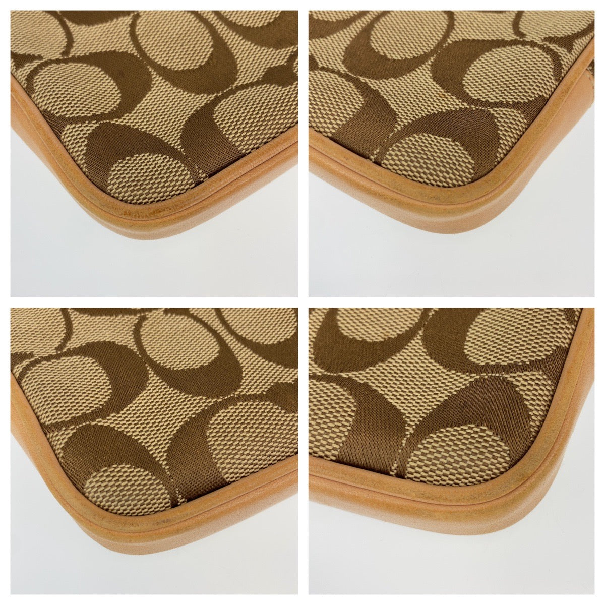12730
COACH コーチ シグネチャー ベージュ ブラウン キャンバス ショルダーバッグ 斜め掛け ポシェット  レディース