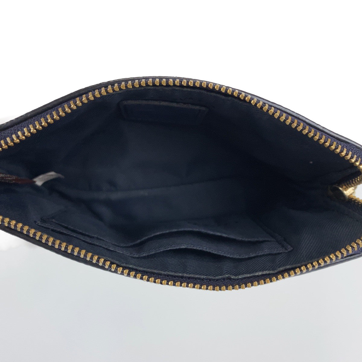 12726
COACH コーチ ネイビー ゴールド PVC アクセサリーポーチ ハンドバッグ  レディース