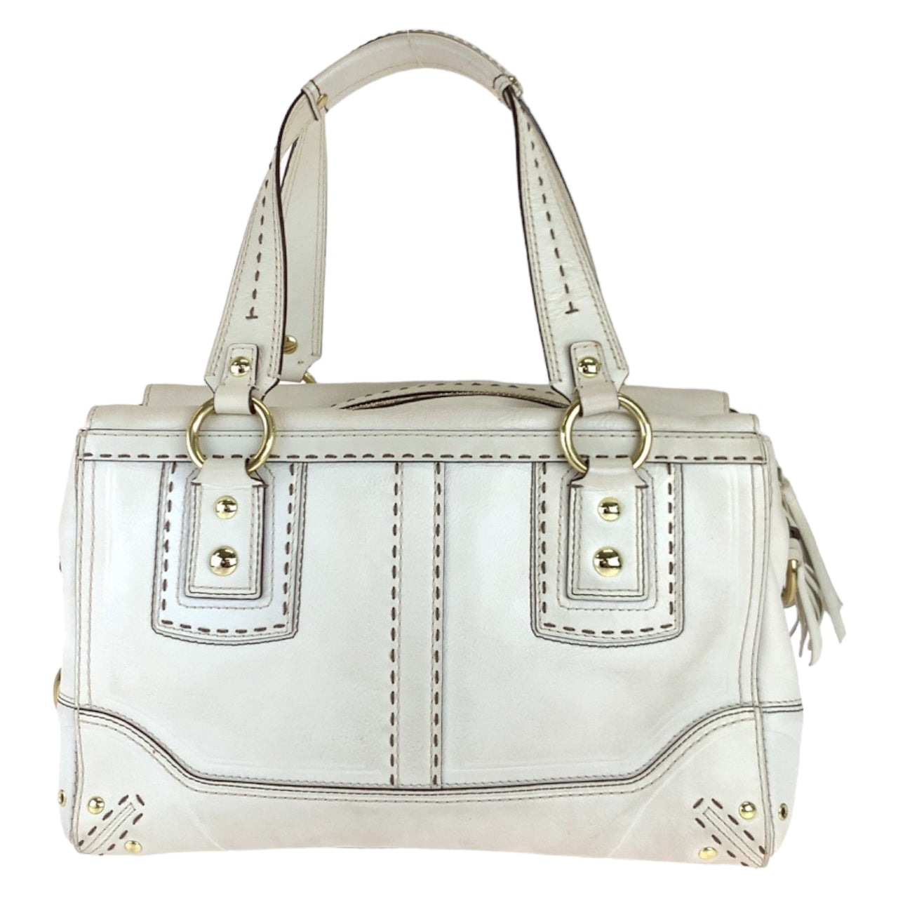 COACH コーチ ホワイト 白 ゴールド金具 レザー トートバッグ 肩掛け  レディース