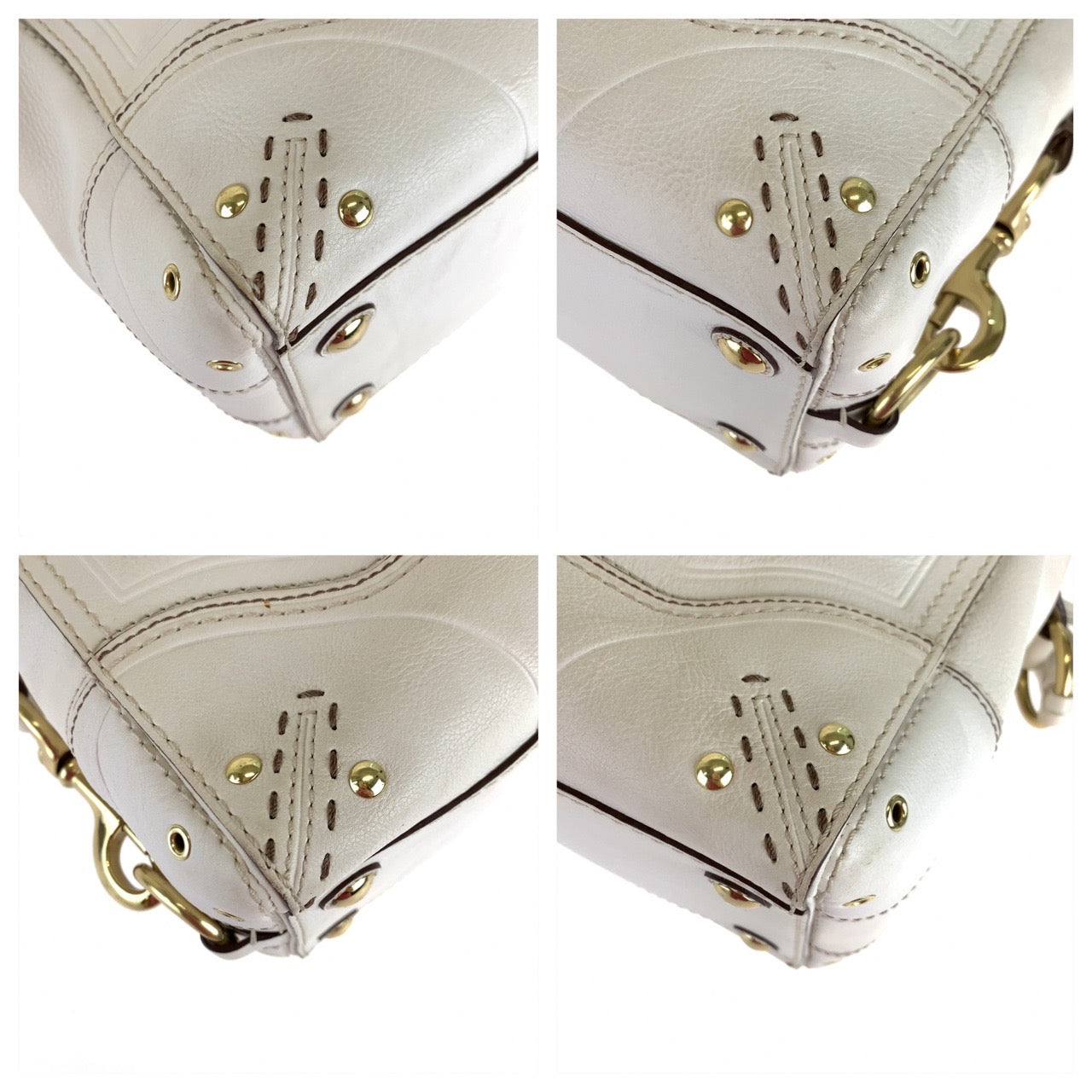 COACH コーチ ホワイト 白 ゴールド金具 レザー トートバッグ 肩掛け  レディース