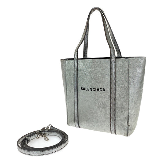 BALENCIAGA バレンシアガ エブリディ シルバー レザー トートバッグ ハンドバッグ ショルダーバッグ 2way  レディース