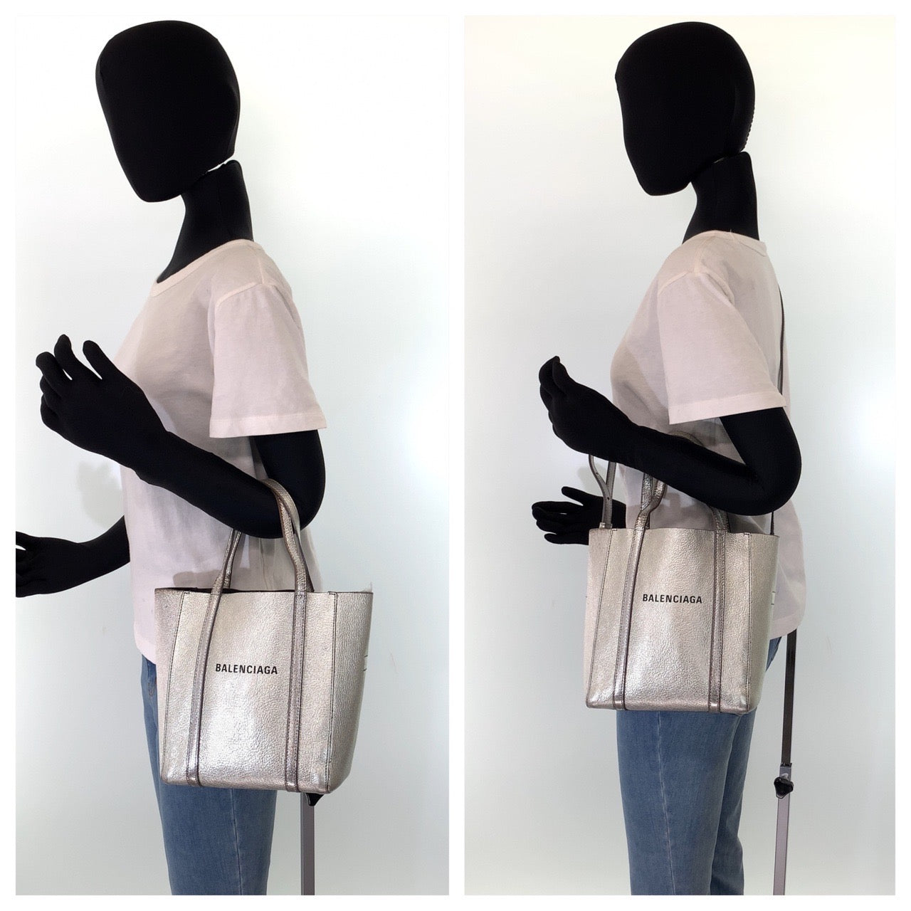 BALENCIAGA バレンシアガ エブリディ シルバー レザー トートバッグ ハンドバッグ ショルダーバッグ 2way  レディース