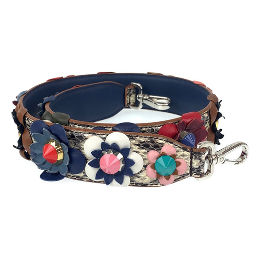 10018
 FENDI Fendi Strap You Flower Multicolor Leather/Plastic Shoulder Strap for Women