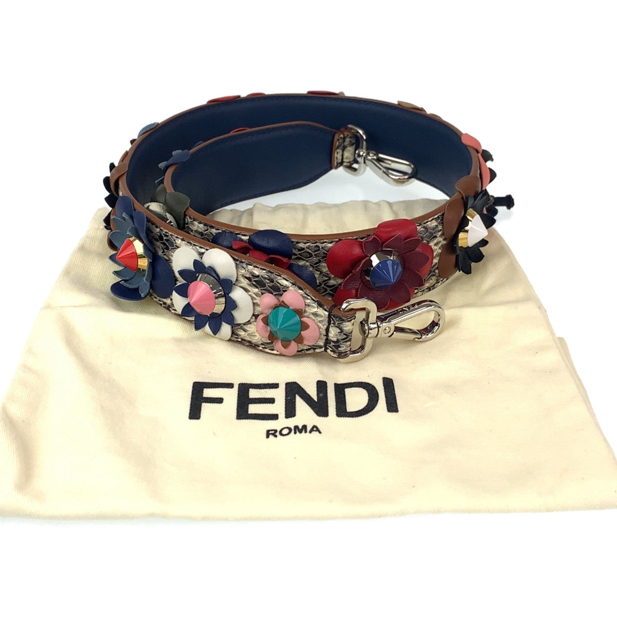 17997
FENDI フェンディ ストラップユー フラワー マルチカラー レザー / プラスチック ショルダーストラップ レディース A40