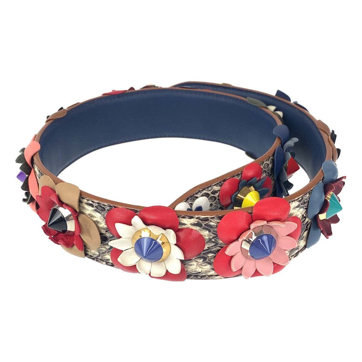 17997
FENDI フェンディ ストラップユー フラワー マルチカラー レザー / プラスチック ショルダーストラップ レディース A40