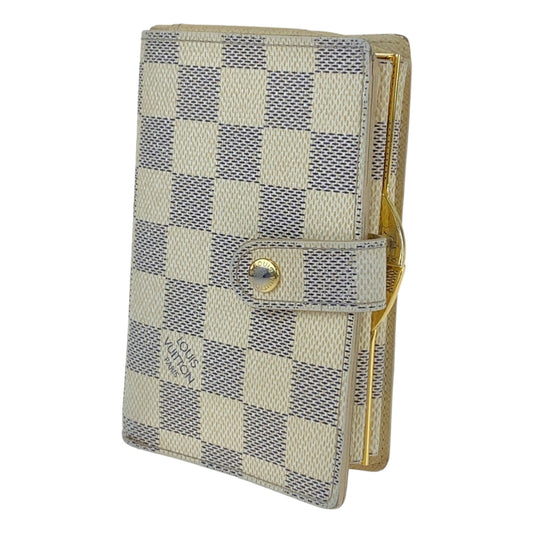B-064
LOUIS VUITTON ルイヴィトン ダミエ アズール ポルトフォイユ ヴィエノワ ホワイト 白 アイボリー レザー N61676 二つ折り財布  レディース