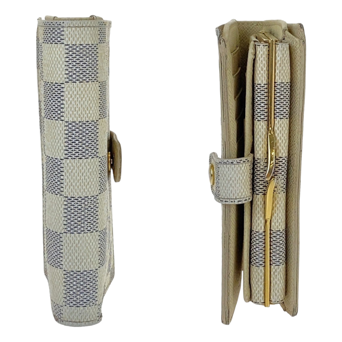 B-064
LOUIS VUITTON ルイヴィトン ダミエ アズール ポルトフォイユ ヴィエノワ ホワイト 白 アイボリー レザー N61676 二つ折り財布  レディース