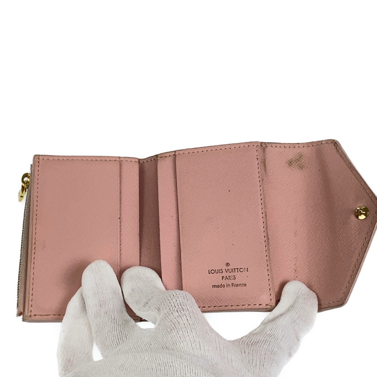 B-063
LOUIS VUITTON ルイヴィトン ダミエ アズール ポルトフォイユ・ゾエ オードローズ ピンク ホワイト グレー PVC N60168 コンパクトウォレット 三つ折り財布  レディース