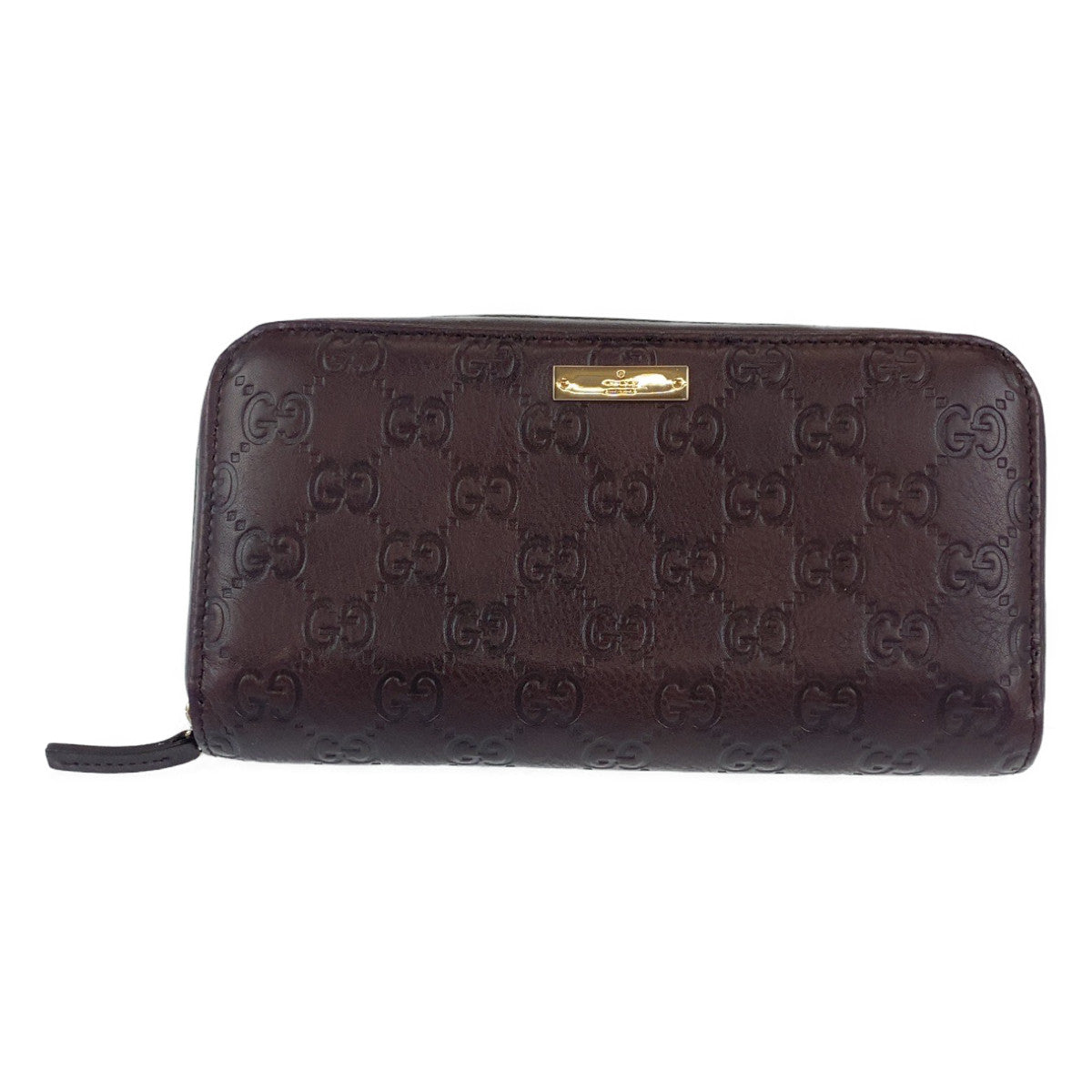 B-083
GUCCI グッチ グッチシマ ブラウン ゴールド レザー 長財布 札入れ ラウンドジップ ラウンドファスナー  レディース