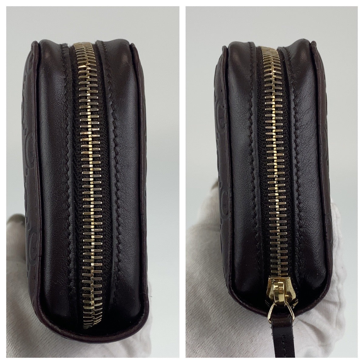B-083
GUCCI グッチ グッチシマ ブラウン ゴールド レザー 長財布 札入れ ラウンドジップ ラウンドファスナー  レディース
