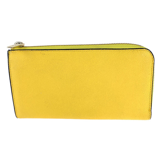 10021
 Valextra L Zip Purse Gold Hardware Unisex Yellow Gold Leather Long Wallet Unisex Women's