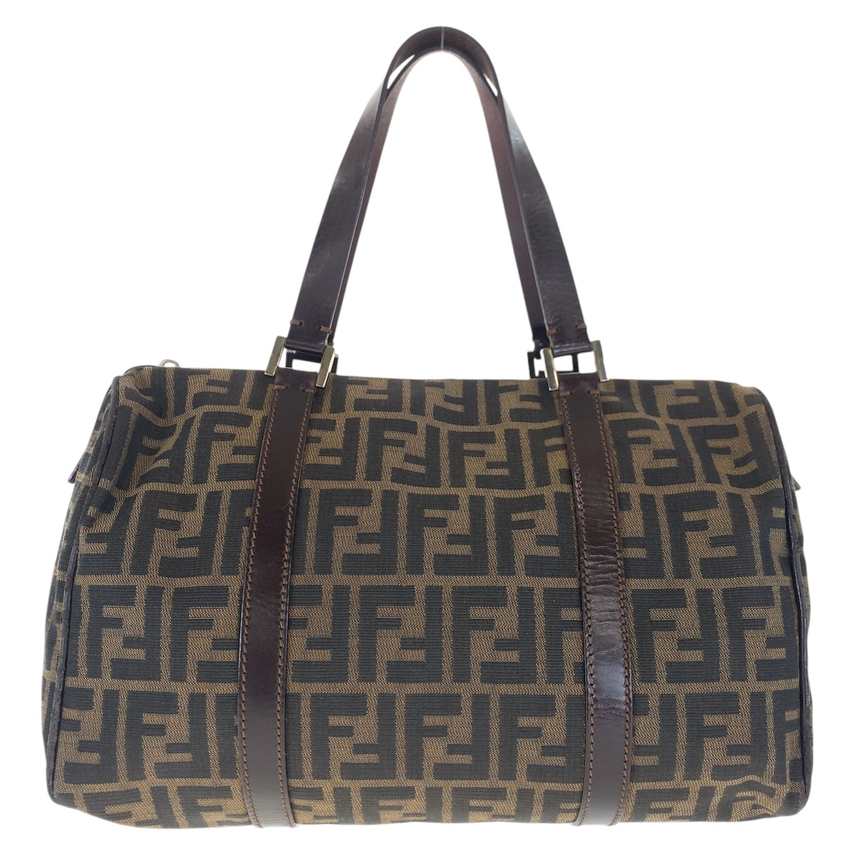 FENDI フェンディ ズッカ ブラウン シルバー金具 キャンバス / レザー ハンドバッグ ミニボストンバッグ  レディース
