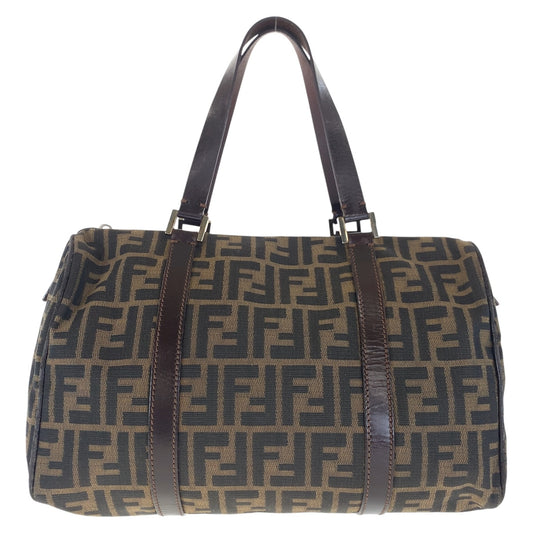 FENDI フェンディ ズッカ ブラウン シルバー金具 キャンバス / レザー ハンドバッグ ミニボストンバッグ  レディース
