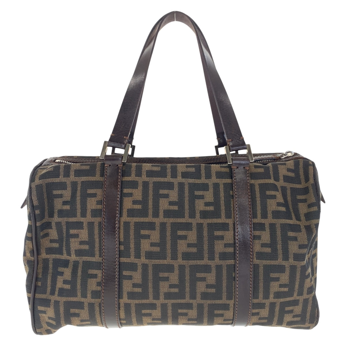 FENDI フェンディ ズッカ ブラウン シルバー金具 キャンバス / レザー ハンドバッグ ミニボストンバッグ  レディース