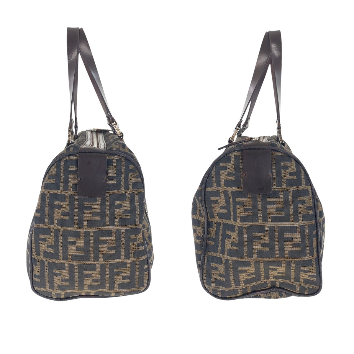 FENDI フェンディ ズッカ ブラウン シルバー金具 キャンバス / レザー ハンドバッグ ミニボストンバッグ  レディース