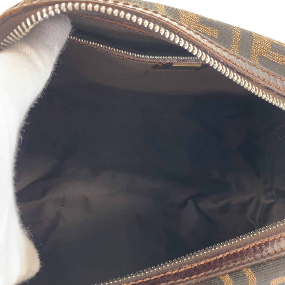FENDI フェンディ ズッカ ブラウン シルバー金具 キャンバス / レザー ハンドバッグ ミニボストンバッグ  レディース
